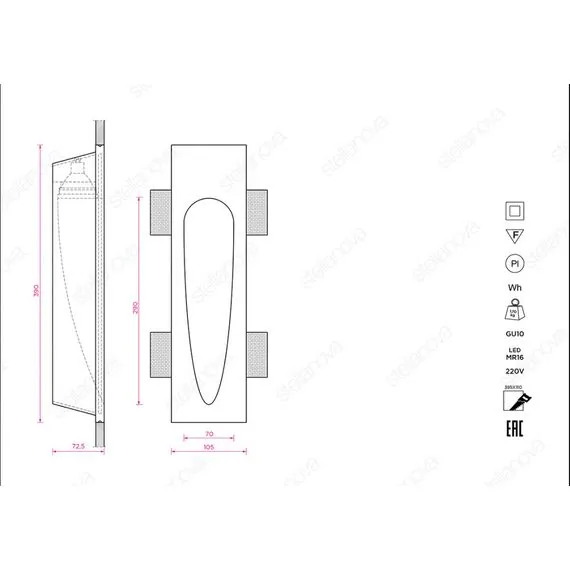 Stellanova SN 026MRR Встраиваемый стеновой гипсовый светильник, изображение 2