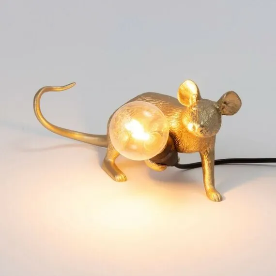Seletti 00133966; 15232 Настольная лампа Mouse Lamp Lyie Down Gold USB, изображение 5