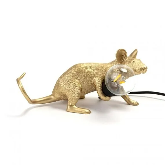 Seletti 00133966; 15232 Настольная лампа Mouse Lamp Lyie Down Gold USB, изображение 2