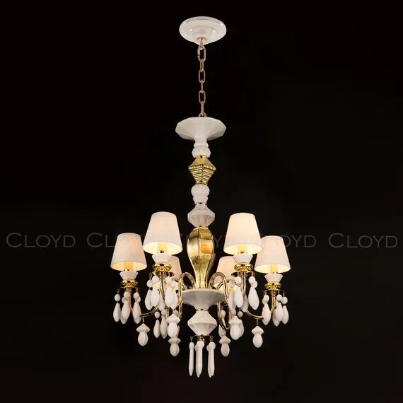 Cloyd 11211 Люстра LOTTIE - B C6 диаметр - 56 см, белый - золотая керамика, изображение 4