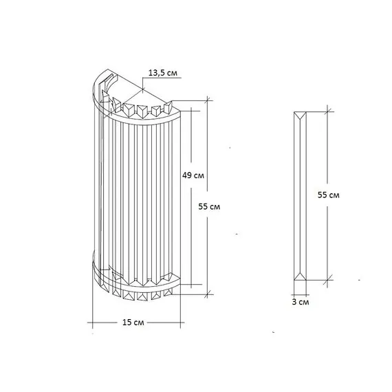 Garda Decor 62GDW-D007K5B/550 Бра LLOYD M 15*11*55 см, изображение 3