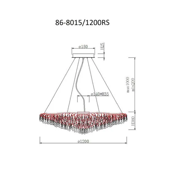 Garda Decor 86-8015/1200RS Люстра круглая d.120*h.38см, хром, изображение 2