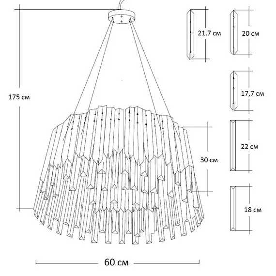 Garda Decor 62GDW-8901-600 Люстра Rene d60см h35см, изображение 4