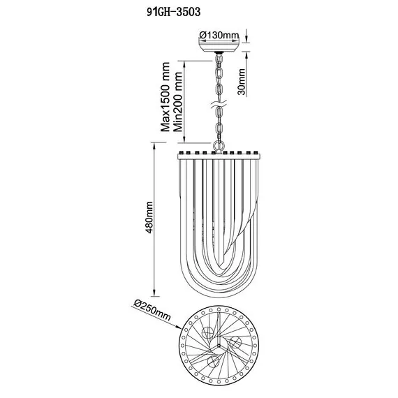 Garda Decor 91GH-3503 Люстра потолочная, хром, акрил  d.25*h.48см, изображение 4