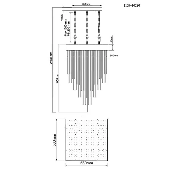 Garda Decor 91GH-10220 Люстра потолочная, латунь 56*56*h.90,5см, изображение 3