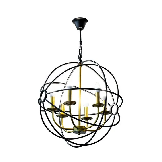 Garda Decor 91GH-2020-6 Лампа потолочная Сфера латунь/черный d.56см h.60см, изображение 2