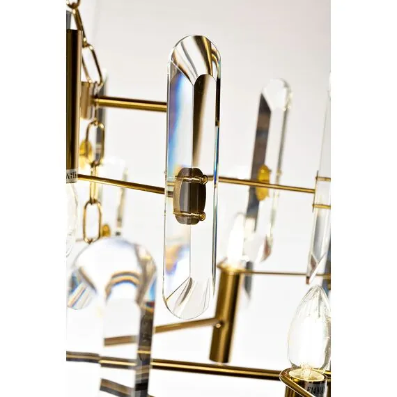 Garda Decor 92EL-YG60400-8+4P Люстра потолочная латунь, стекло прозр. d80 h.100см, изображение 2