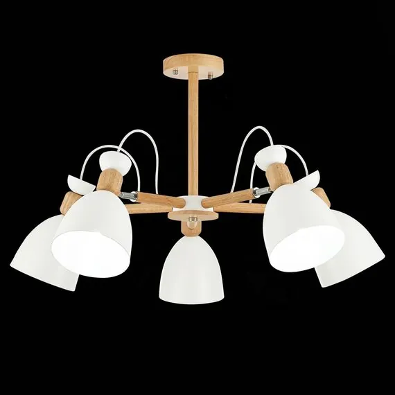 EVOLUCE SLE103802-05 Светильник потолочный Светлое дерево, Белый/Белый E27 5*60W, изображение 3