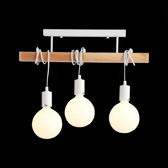 EVOLUCE SL1142.503.03 Светильник подвесной Белый, Светлое дерево E27 3*60W, изображение 3