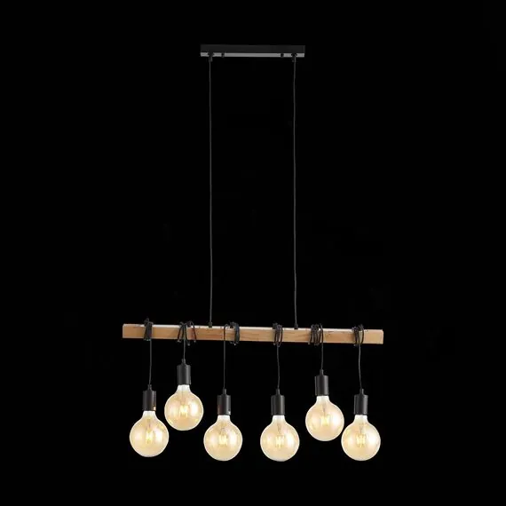 EVOLUCE SL1142.403.06 Светильник подвесной Черный, Светлое дерево E27 6*60W, изображение 3