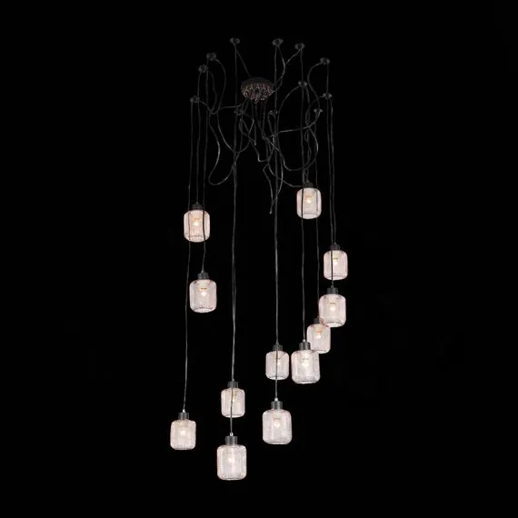 EVOLUCE SL193.303.12 Светильник подвесной Черный/Латунь,Прозрачный E27 12*60W