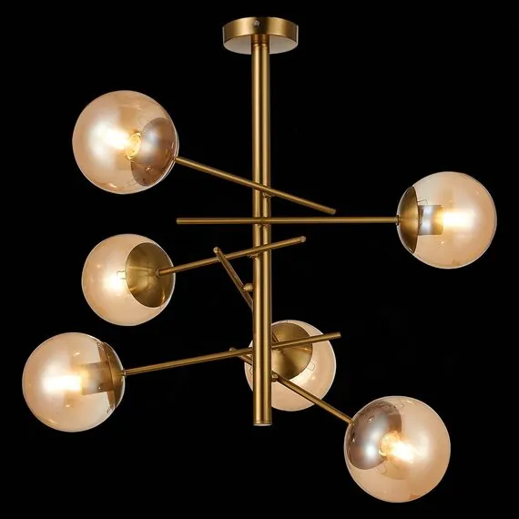 EVOLUCE SLE1099-312-06 Светильник потолочный Латунь/Коньячный E27 6*60W, изображение 3