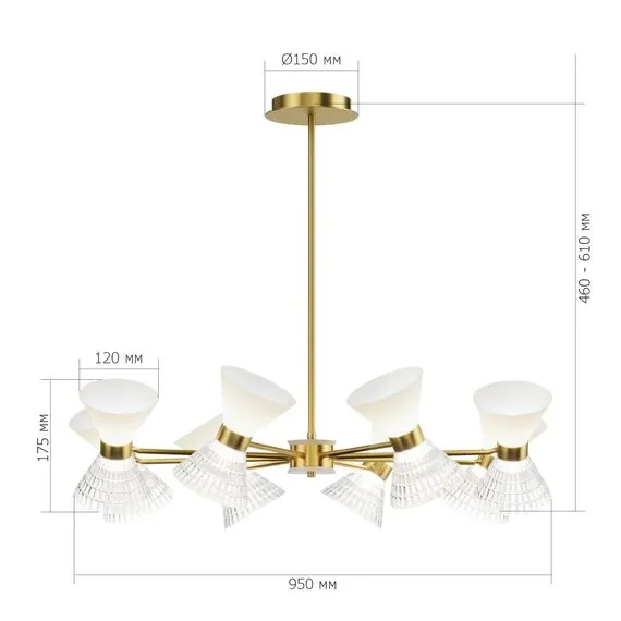 ST LUCE SL2004.313.12 Светильник подвесной ST-Luce латунь/прозрачный, белый, латунь G9 LED 12*5W, изображение 3