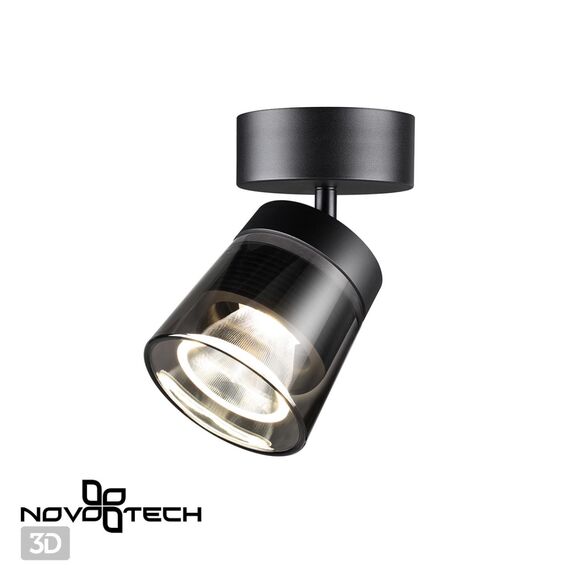 NOVOTECH 358648 OVER NT21 214 корпус черный/плафон дымчатый Светильник накладной светодиодный IP20 LED 4000K 20W 175-245V ARTIK, изображение 5