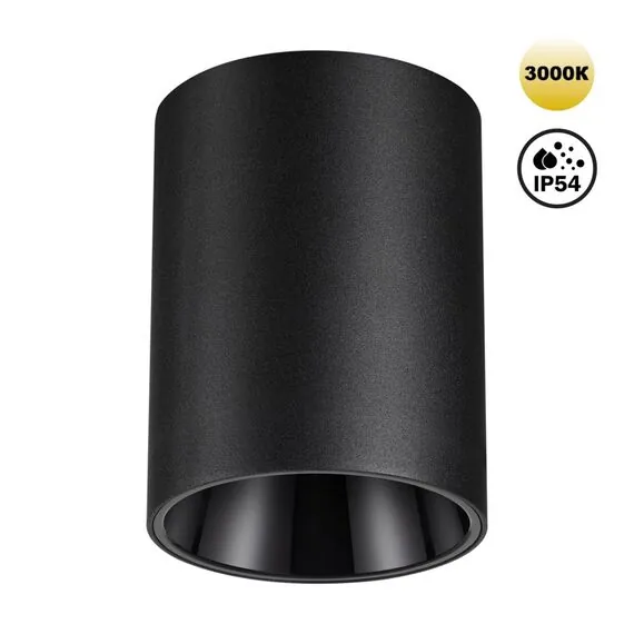 NOVOTECH 359422 OVER NT24 000 черный Светильник накладной влагозащищённый IP54 LED 15W 170-265V 3000К 1350Лм RECTE
