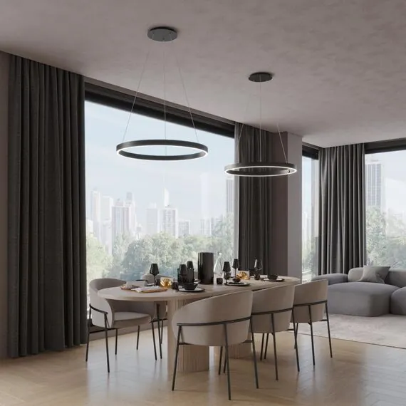 NOVOTECH 359450 OVER NT24 000 черный Светильник подвесной диммир. со сменой цв.темпер. (пульт ДУ/прилож. Smart Life) IP20 LED 50/12W 85-265V 3000-6000К SOTTO, изображение 3