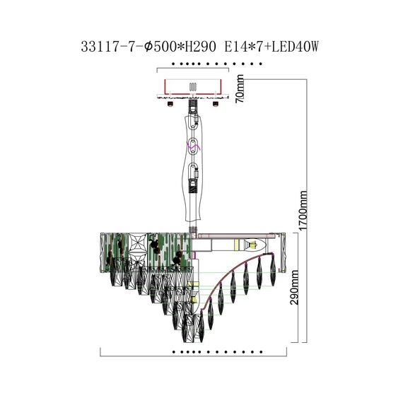 Fluorite FL1058-7P Люстра подвесная Delight Gold, изображение 5