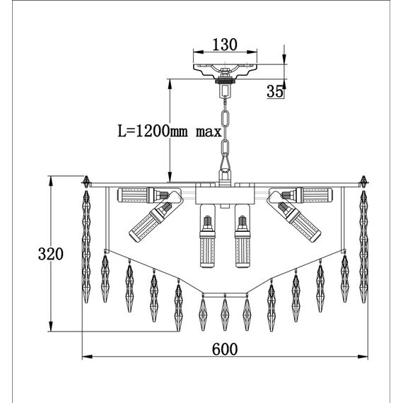 Fluorite FL1191-14P Люстра подвесная Sovrana Chrome, изображение 3