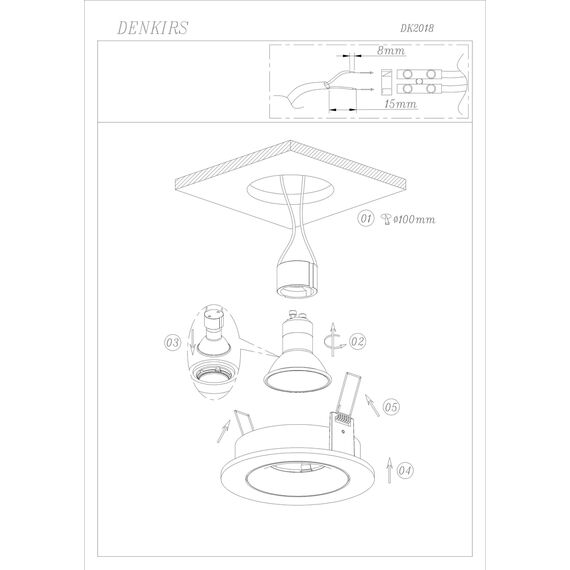 Denkirs DK2018-BK Встраиваемый светильник, IP 20, 50 Вт, GU10, черный, алюминий, изображение 6