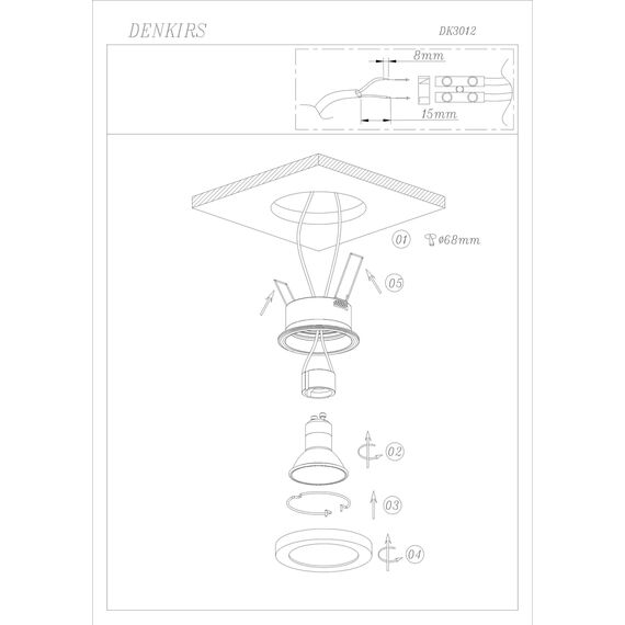 Denkirs DK3012-BK Встраиваемый светильник влагозащ., IP 44, 50 Вт, GU10, черный, алюминий, изображение 7