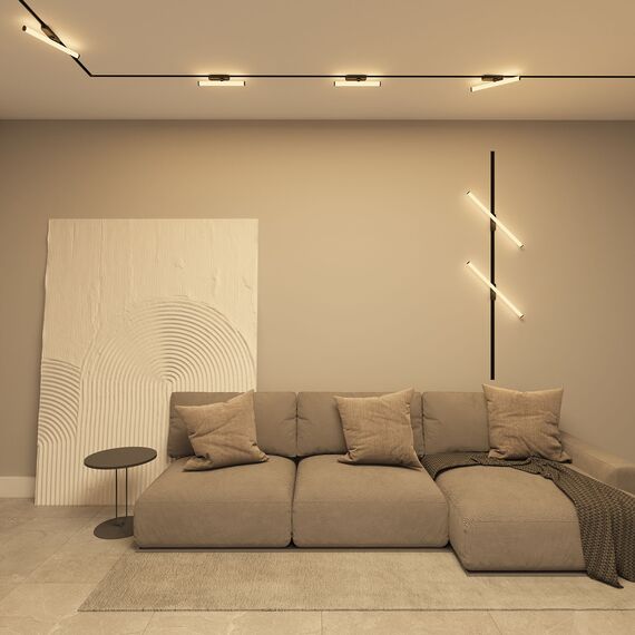 Denkirs DK6438-BK Поворотный однофазный трековый светильник STROM со светодиодом L300mm 220V 10W 150° 3000K IP20 черный алюминий/акрил, изображение 4