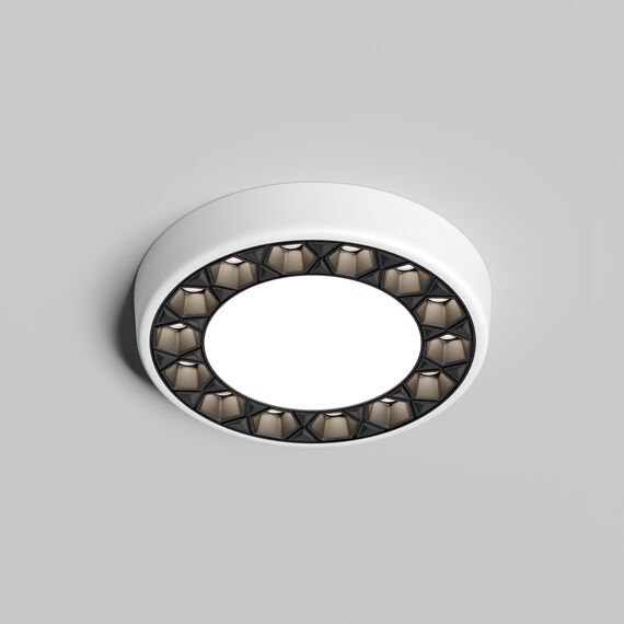 Denkirs DK2441-WB Встраиваемый светильник DUAL 9+9 Вт, LED 4000K, IP 20, d120mm, белый/черный, алюминий/акрил