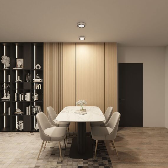 Denkirs DK2840-WB Накладной светильник DUAL 12+12 Вт, LED 4000K, IP 20, d165mm, белый/черный, алюминий/акрил, изображение 5