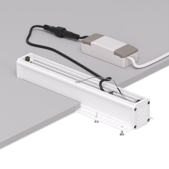 Denkirs DK2532-WB Встраиваемый светильник SPACE со светодиодом под шпатлевку L240mm 220V 20W 38° 4000К IP20 белый/черный алюминий, изображение 5