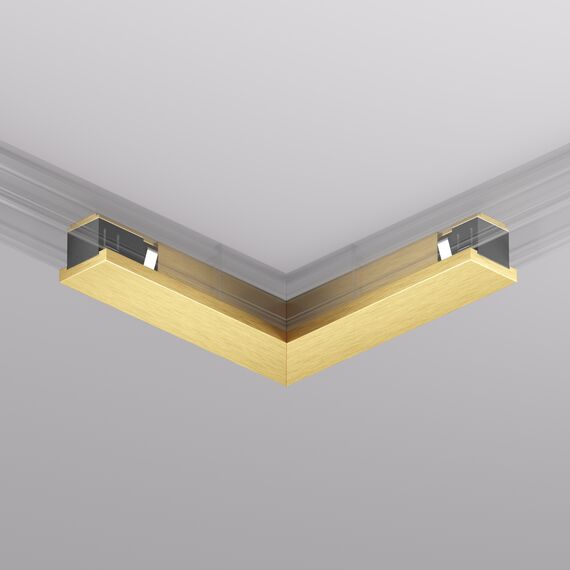 Denkirs TR5723-SB Электрический коннектор для трека SHINE BASE 90° потолок-потолок, сатинированная латунь, алюминий, изображение 2