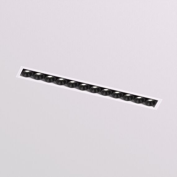 Denkirs DK2532-WB Встраиваемый светильник SPACE со светодиодом под шпатлевку L240mm 220V 20W 38° 4000К IP20 белый/черный алюминий