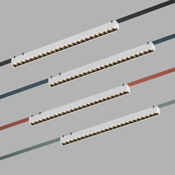 Denkirs DK5573-WB Cветильник для трека-ремня Belty, серия Grill, со светодиодом, L642*W40*H45мм, 48V DC, 24W, RA90, 24°, 3000K, IP20, белый с черным, алюминий, изображение 2