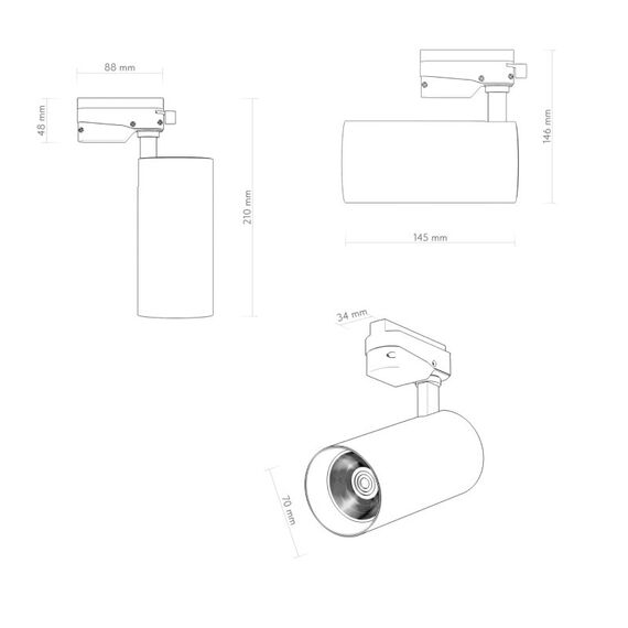 Denkirs DK6454-BK Трековый светильник SOLID KOPER, 145мм, d70, 220V, LED 4000K, 24W, IP20, черный, алюминий, изображение 6