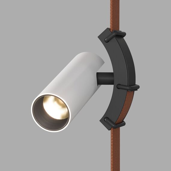 Denkirs DK5547-BW+BK Поворотный светильник для трека-ремня Belty, серия Spot, со светодиодом, D35*L126.5мм, 48V DC, 7W, RA90, 30°, 3000K, IP20, белый с черным, алюминий