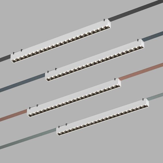 Denkirs DK5572-WB Cветильник для трека-ремня Belty, серия Grill, со светодиодом, L642*W40*H45мм, 48V DC, 24W, RA90, 24°, 4000K, IP20, белый с черным, алюминий, изображение 2