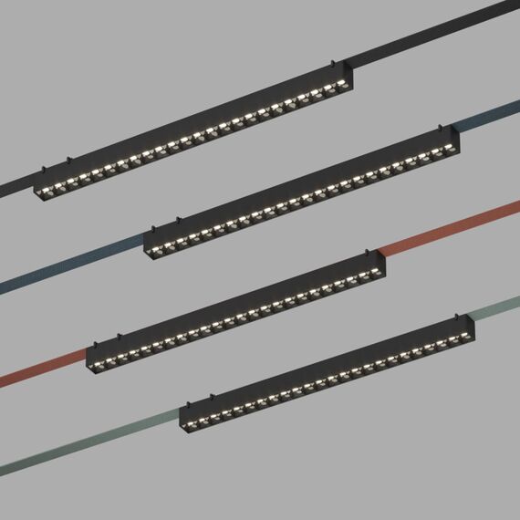 Denkirs DK5573-BK Cветильник для трека-ремня Belty, серия Grill, со светодиодом, L642*W40*H45мм, 48V DC, 24W, RA90, 24°, 3000K, IP20, черный, алюминий, изображение 2