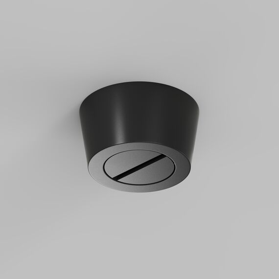 Denkirs TR5515-BK Накладное основание для фиксации трека-ремня Belty, серия Base, для создания перегиба под произвольным углом, без подачи питания, D75*H43мм, IP20, черный, алюминий