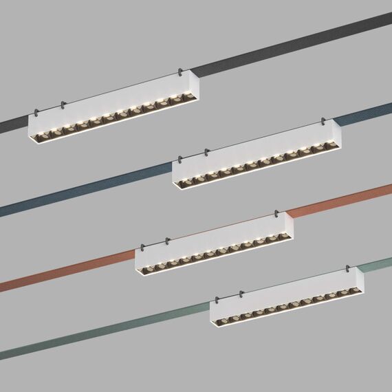 Denkirs DK5571-WB Cветильник для трека-ремня Belty, серия Grill, со светодиодом, L323*W40*H45мм, 48V DC, 12W, RA90, 24°, 3000K, IP20, белый с черным, алюминий, изображение 2
