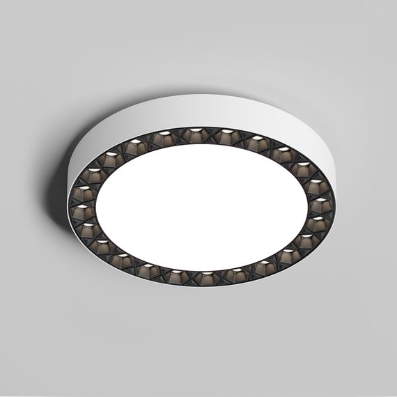 Denkirs DK2841-WB Накладной светильник DUAL 18+18 Вт, LED 4000K, IP 20, d212mm, белый/черный, алюминий/акрил