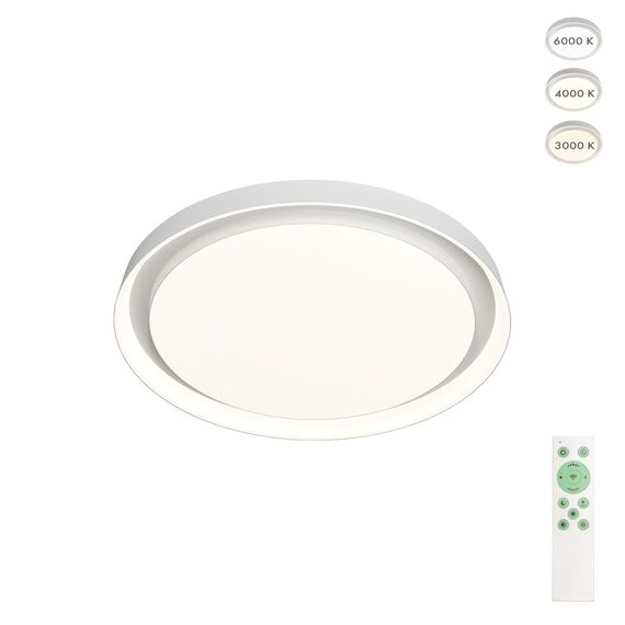 Denkirs DK6516-WH Накладной светильник со встроенным светодиодом, 50W, IP 20, 3000K - 6500K, управление пульт Д/У (в комплекте) и Wi-Fi 2,4 Ггц. Эко система Smart Life, Яндекс.Алиса, белый, металл, полимер, изображение 2