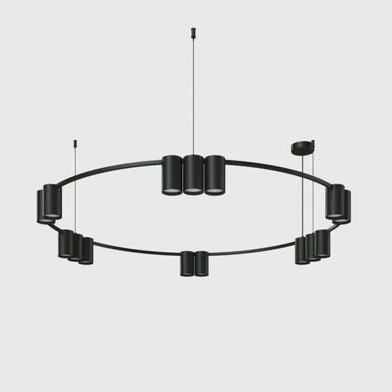 Denkirs DK4067-BK Подвесной светильник ORBIT, IP20, 15xGU10 LED до 15 Вт, черный матовый, алюминий, изображение 2