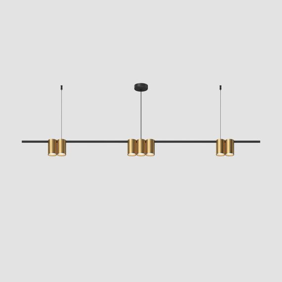 Denkirs DK4063-BK+SG Подвесной светильник ORBIT, IP20, 7xGU10 LED до 15 Вт, черный + сатинированное золото, алюминий