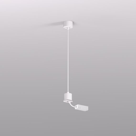 Denkirs TR2124-WH Подвод питания для подвесного монтажа трека SMART BASE, АС 220-240V, IP20, 5м, белый, алюминий