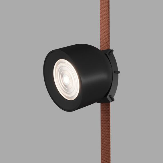 Denkirs DK5640-BK Поворотный светильник для трека-ремня Belty Smart, серия Spot, со светодиодом, D100*H107мм, 48V DC, 12W, RA90, 38°, 2700-6000K, IP20, черный, алюминий