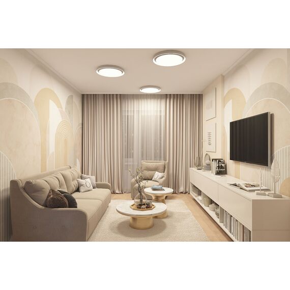 Denkirs DK6516-WH Накладной светильник со встроенным светодиодом, 50W, IP 20, 3000K - 6500K, управление пульт Д/У (в комплекте) и Wi-Fi 2,4 Ггц. Эко система Smart Life, Яндекс.Алиса, белый, металл, полимер, изображение 6