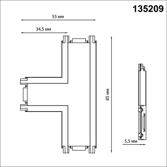 NOVOTECH 135209 SHINO NT23 043 черный Соединитель с токопроводом "T" для низковольтного шинопровода IP20 48V SMAL, изображение 2
