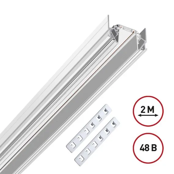 NOVOTECH 135202 SHINO NT23 044 белый Низковольтный шинопровод для монтажа в натяжной потолок 2м IP20 48V SMAL