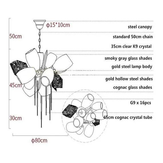 Delight Collection 8898P/AL gold/smoky Люстра, изображение 13