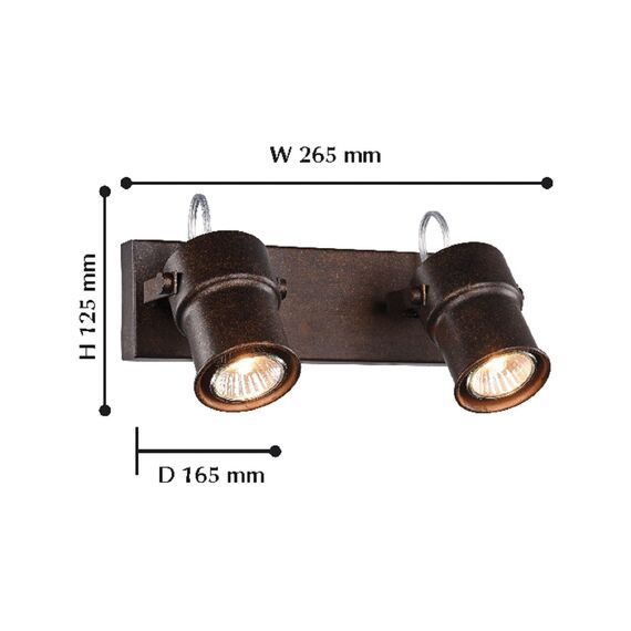 Favourite 2025-2W, настенный светильник, D165xW265xH125, 2xGU10LEDx5W, 560LM, 3000K, included, изображение 2