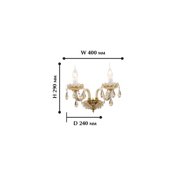 Favourite 1738-2W, настенный светильник, D240xW400xH290, 2xE14x40W, excluded, изображение 2