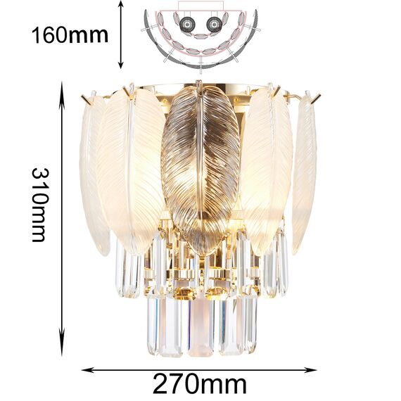 Favourite 2982-2W, настенный светильник, D160xW270xH310, 2xE14x40W, excluded, изображение 2
